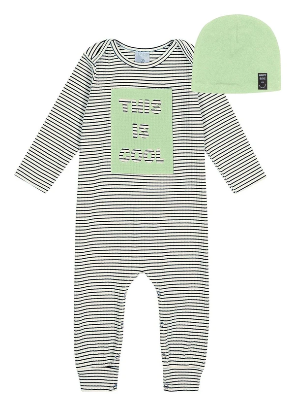 Abrange - Conjunto Macacão e Gorro Neon Baby Verde