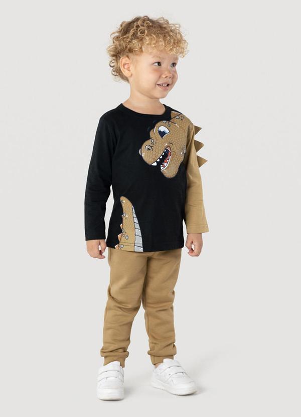 Brandili - Conjunto Malha e Moletinho Infantil Menino Preto