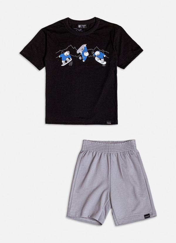 Youccie - Conjunto Manga Curta de Ursinho Preto