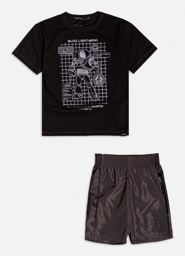 Youccie - Conjunto Manga Curta do Buzz Lightyear Preto
