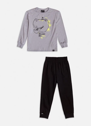 Youccie - Conjunto Manga Longa Cinza do T-Rex Cinza - YOUCCIE