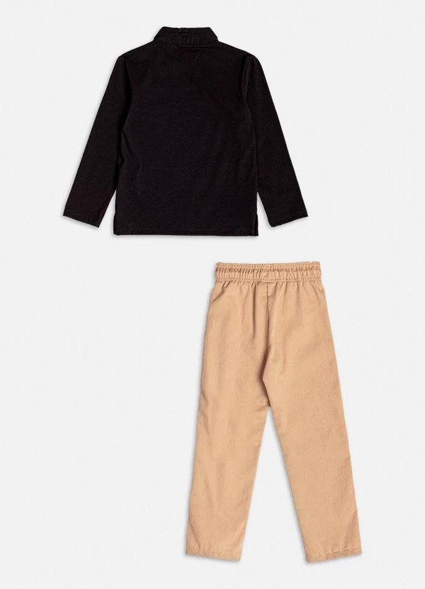 Youccie - Conjunto Manga Longa de Sarja Preto 2