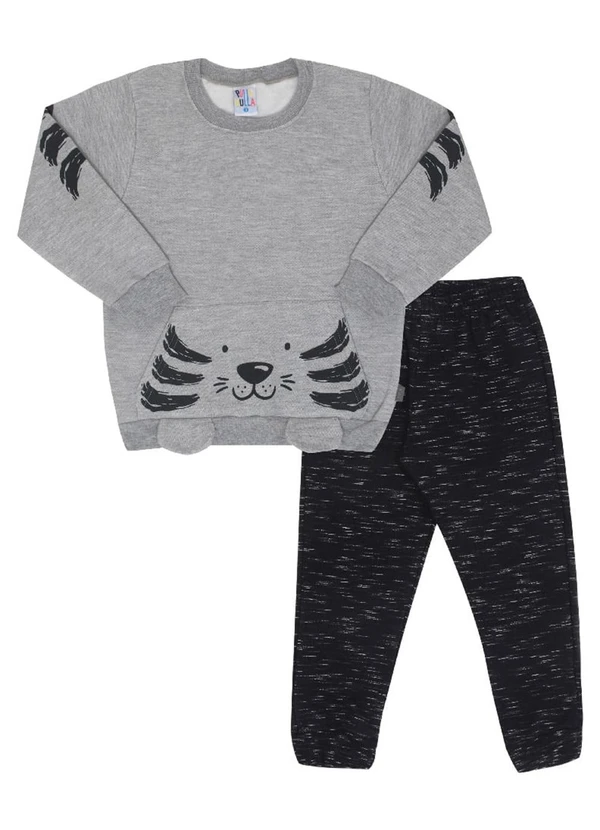 Pulla Bulla - Conjunto Manga Longa Menino Cinza