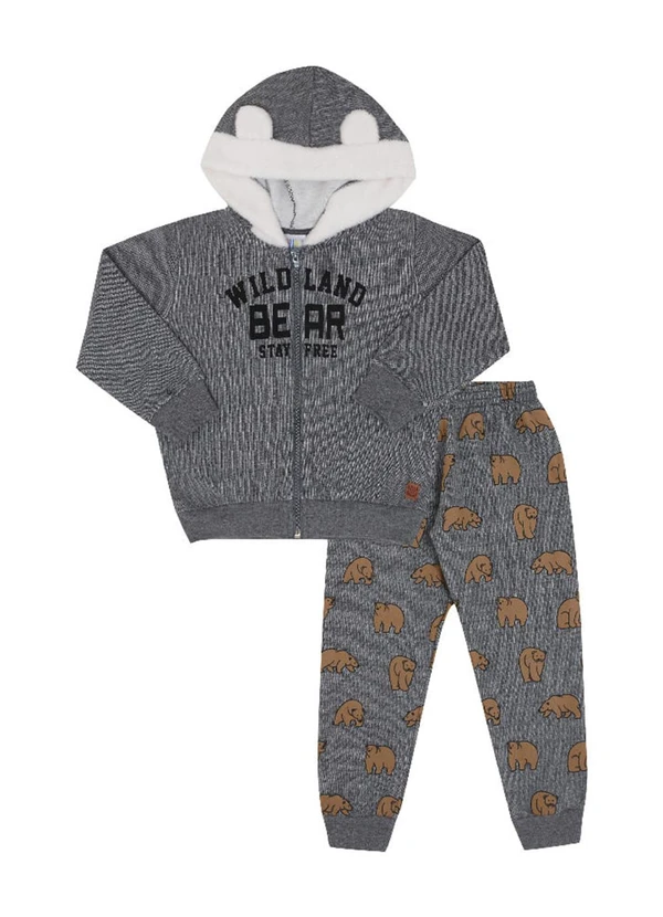 Pulla Bulla - Conjunto Manga Longa Menino Cinza
