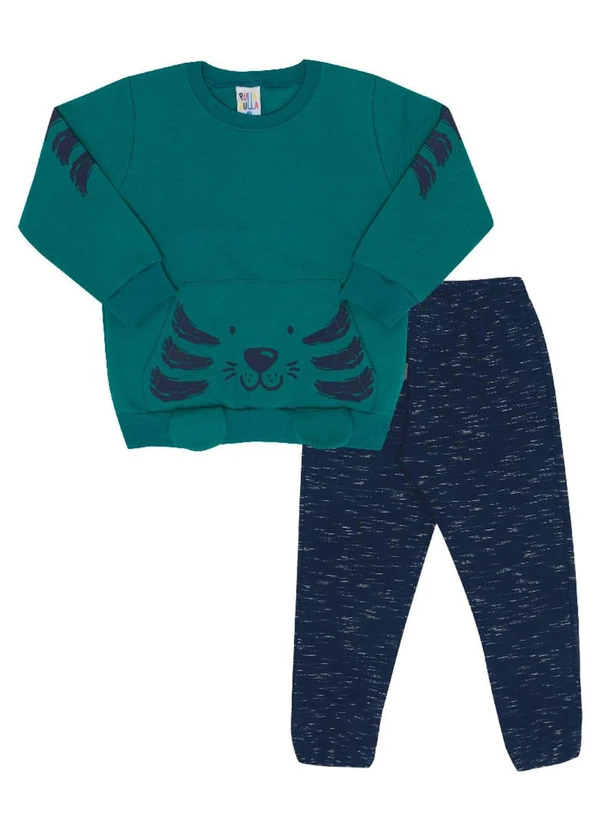 Pulla Bulla - Conjunto Manga Longa Menino Verde