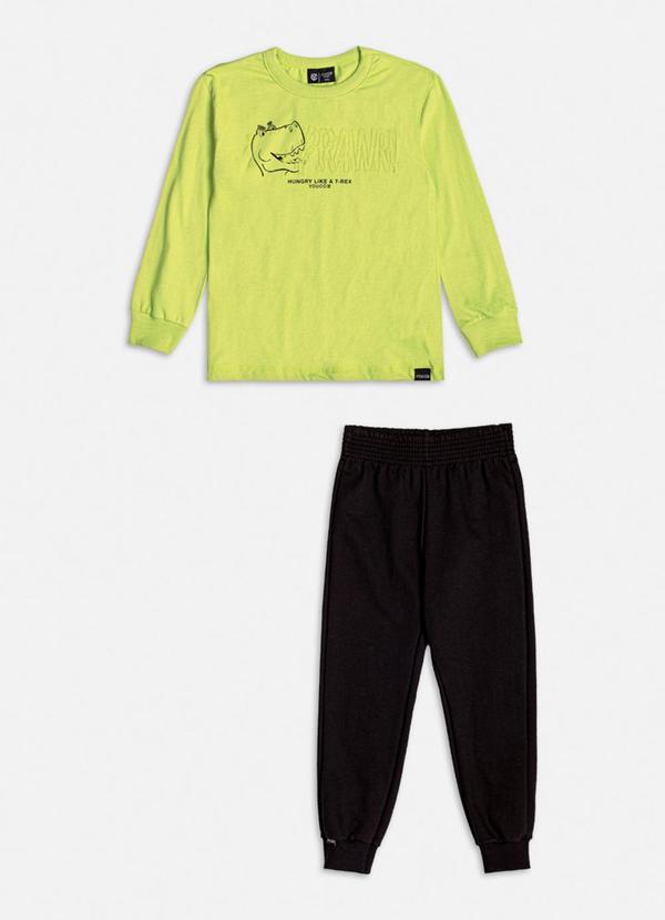 Youccie - Conjunto Manga Longa Neon do T-Rex Verde 2