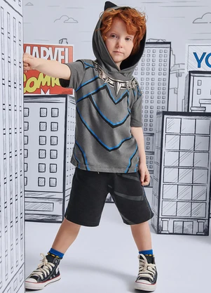 Youccie - Conjunto Marvel Pantera Negra Cinza - YOUCCIE