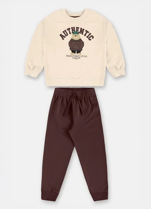 Up Baby - Conjunto Masc Moletom Authentic Bege - UP BABY