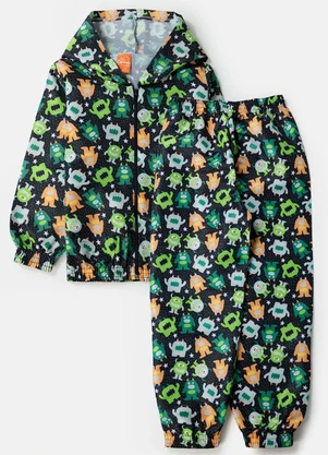 Torrox - Conjunto Masculino Corta Vento Monstrinhos Preto - TORROX