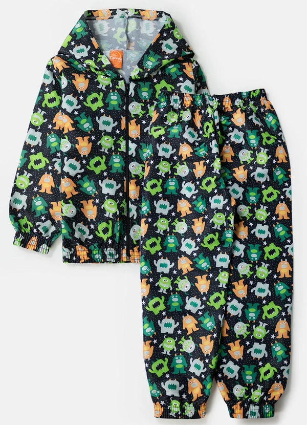 Torrox - Conjunto Masculino Corta Vento Monstrinhos Preto