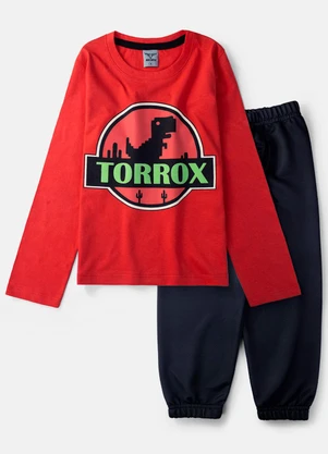 Keki Boys - Conjunto Masculino Dino Torrox Vermelho - KEKI BOYS