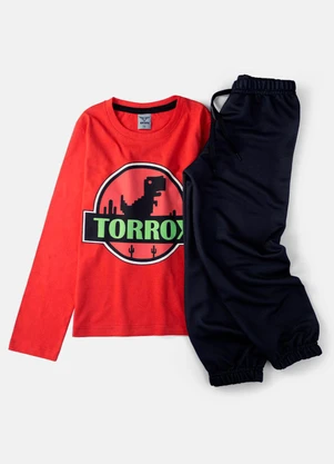 Keki Boys - Conjunto Masculino Dino Torrox Vermelho - KEKI BOYS