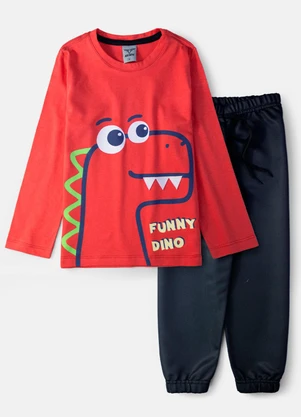 Keki Boys - Conjunto Masculino Funny Dino Vermelho - KEKI BOYS