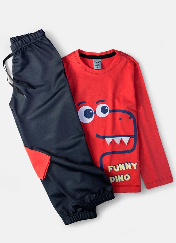 Keki Boys - Conjunto Masculino Funny Dino Vermelho 2