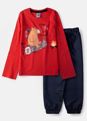 Keki Boys - Conjunto Masculino Urso Alone Vermelho - KEKI BOYS