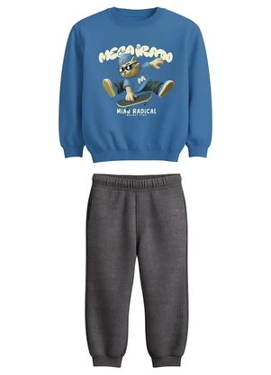 Malwee Kids - Conjunto Mega Irado em Moletom Azul - MALWEE KIDS