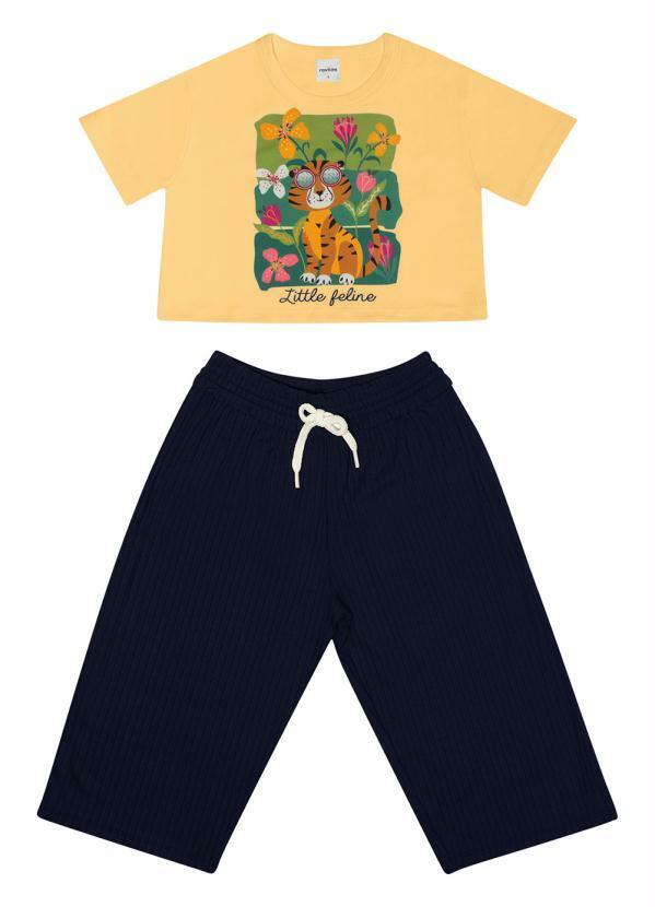 Rovi Kids - Conjunto Menina Feline Amarelo
