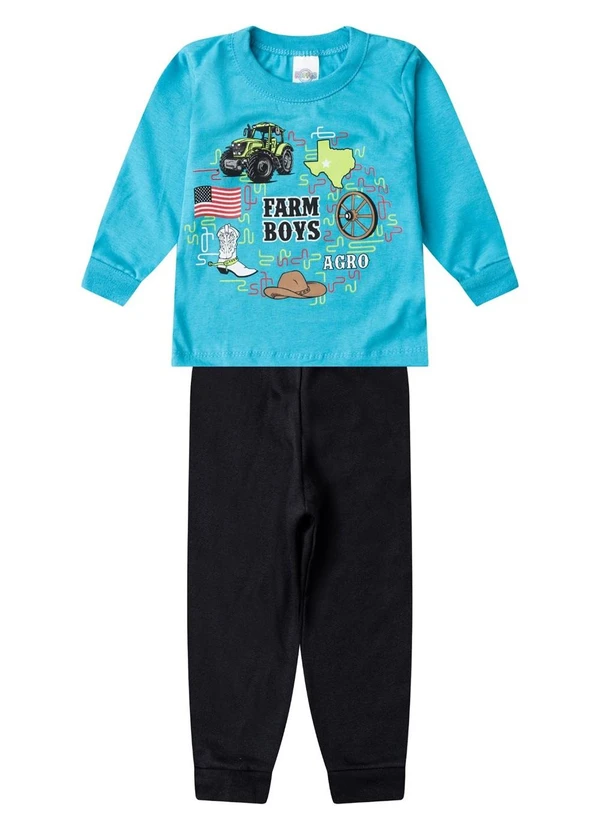 Select - Conjunto Menino Blusa Longa e Calça Azul
