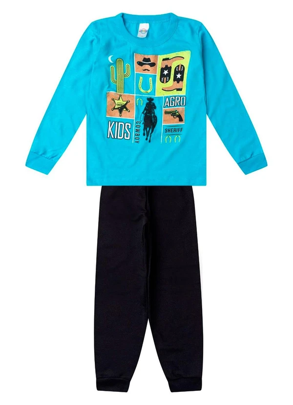 Select - Conjunto Menino Blusa Longa e Calça Azul