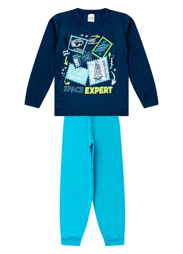 Select - Conjunto Menino Blusa Longa e Calça Azul