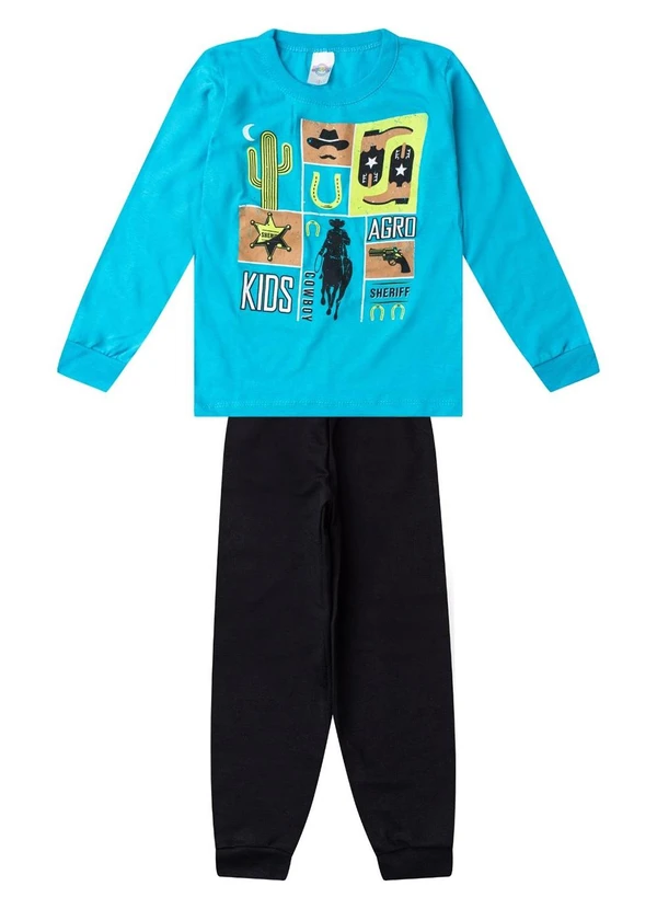 Select - Conjunto Menino Blusa Longa e Calça Azul