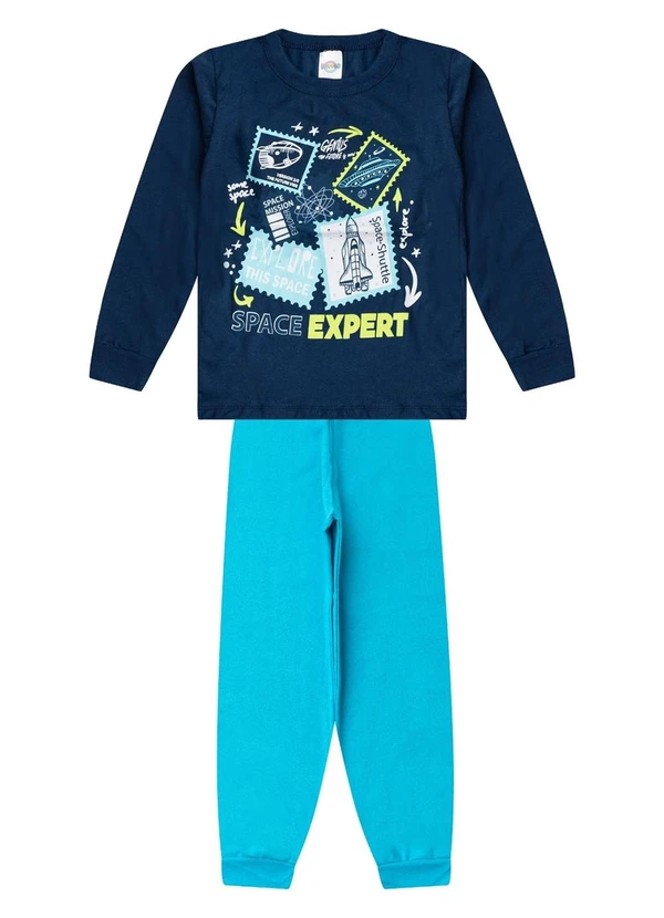 Select - Conjunto Menino Blusa Longa e Calça Azul