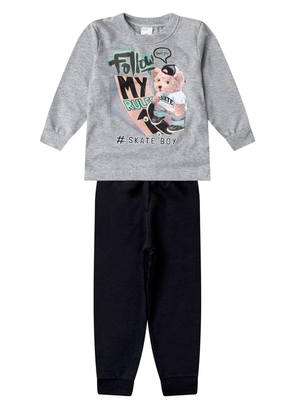Select - Conjunto Menino Blusa Longa e Calça Cinza
