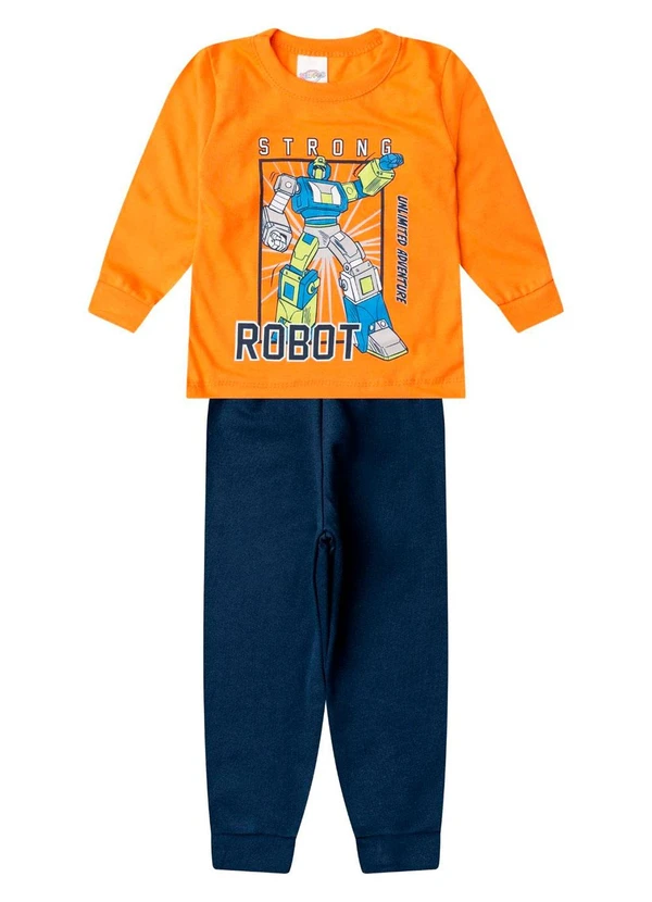 Select - Conjunto Menino Blusa Longa e Calça Laranja
