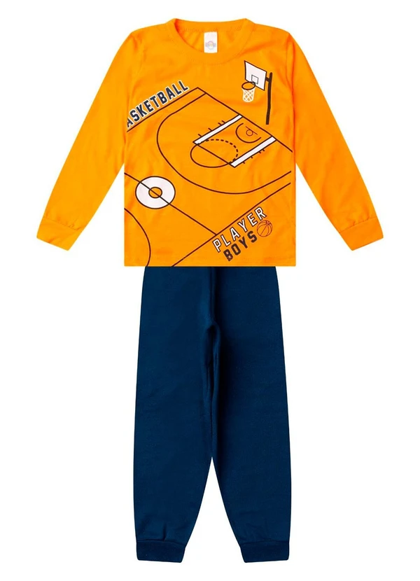 Select - Conjunto Menino Blusa Longa e Calça Laranja