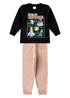 Select - Conjunto Menino Blusa Longa e Calça Preto - SELECT