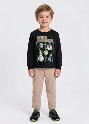 Select - Conjunto Menino Blusa Longa e Calça Preto - SELECT