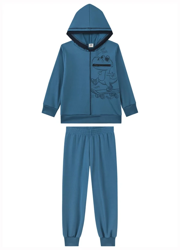 Marlan - Conjunto Menino Blusão e Calça em Malha Azul