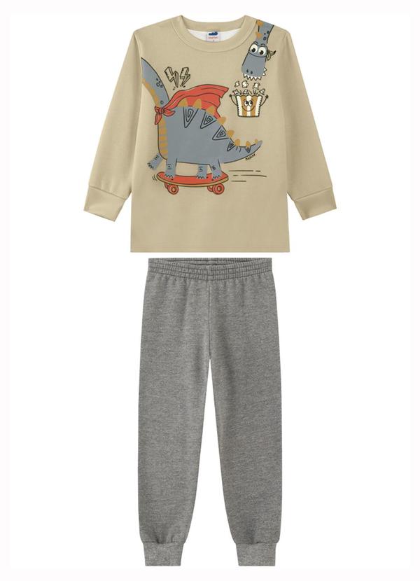 Marlan - Conjunto Menino Blusão e Calça em Moletom Bege