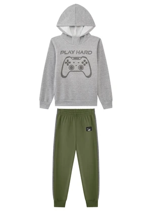 Marlan - Conjunto Menino Blusão e Calça em Moletom Cinza - MARLAN