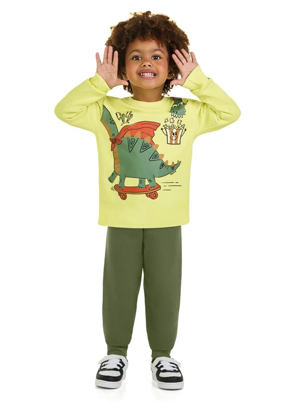 Marlan - Conjunto Menino Blusão e Calça em Moletom Verde