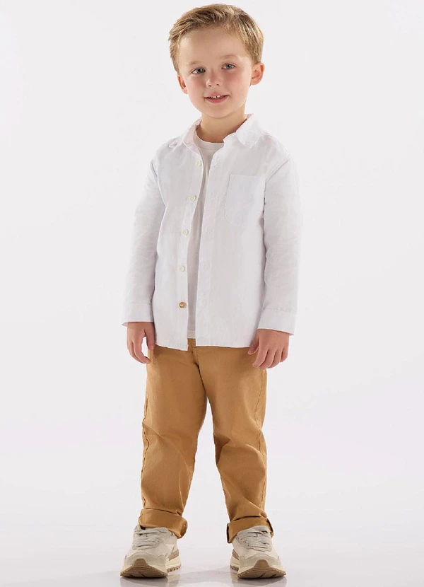 Up Baby - Conjunto Menino Camisa e Calça Branco