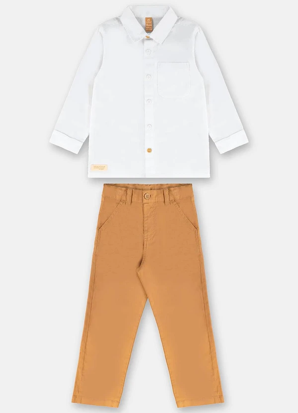Up Baby - Conjunto Menino Camisa e Calça Branco 2