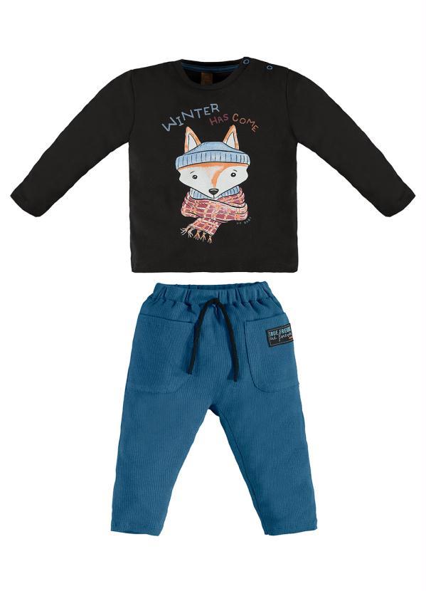 Up Baby - Conjunto Menino Camiseta e Calça Preto