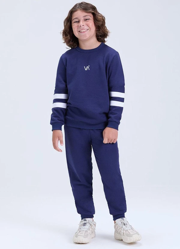Vida Costeira - Conjunto Menino de Moletom com Detalhes Marinho