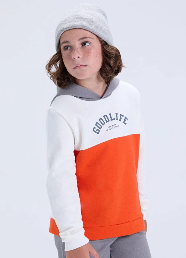 Vida Costeira - Conjunto Menino de Moletom Tricolor Laranja 2