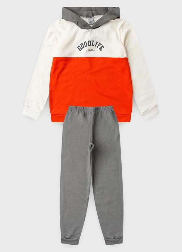 Vida Costeira - Conjunto Menino de Moletom Tricolor Laranja 5