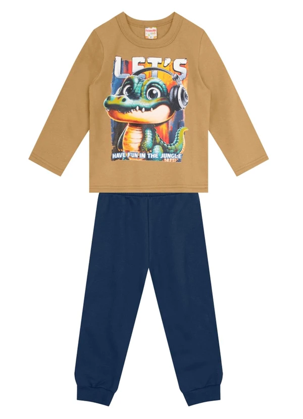 Brandili - Conjunto Menino Dinossauro Marrom