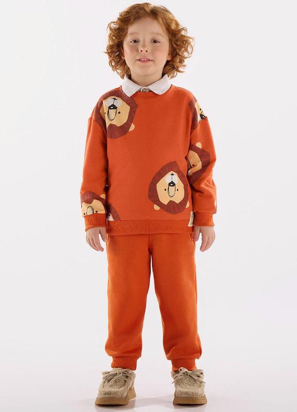 Up Baby - Conjunto Menino em Moletom Laranja