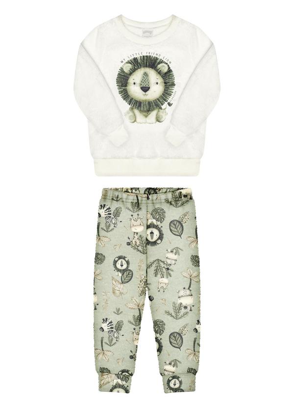 Alakazoo - Conjunto Menino Estampado em Pelo Fluffy Verde