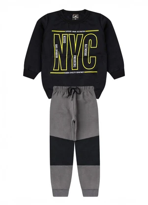 Rosa Azul - Conjunto Menino Inverno Nyc Kangulu Preto - ROSA AZUL