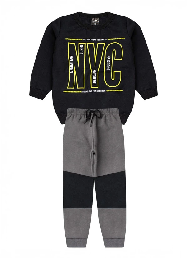 Rosa Azul - Conjunto Menino Inverno Nyc Kangulu Preto
