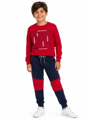 Rosa Azul - Conjunto Menino Inverno Nyc Kangulu Vermelho - ROSA AZUL