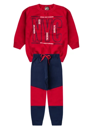 Rosa Azul - Conjunto Menino Inverno Nyc Kangulu Vermelho - ROSA AZUL