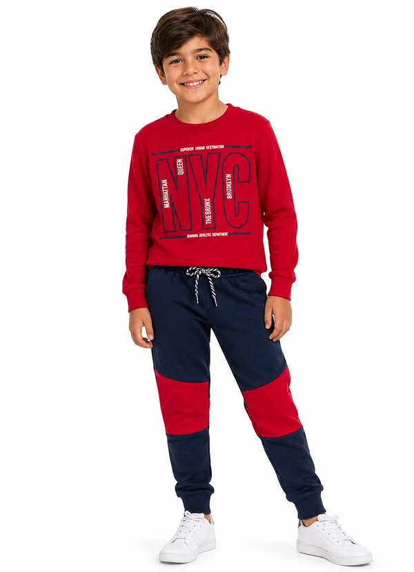 Rosa Azul - Conjunto Menino Inverno Nyc Kangulu Vermelho