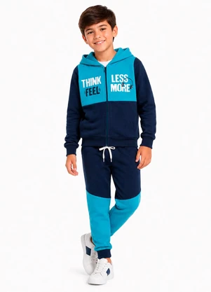 Rosa Azul - Conjunto Menino Inverno Think Less Azul Cobalto - ROSA AZUL